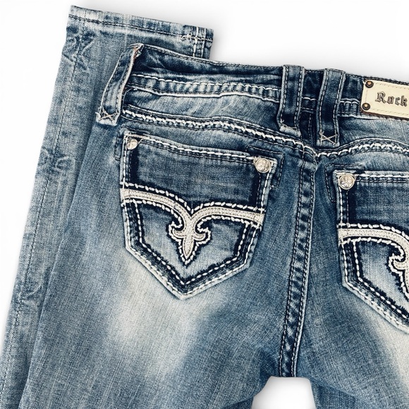 Rock Revival Blair Skinny Jeans 26 Heavy Stitch Flap Pocket 30 Inseam - Picture 7 of 15